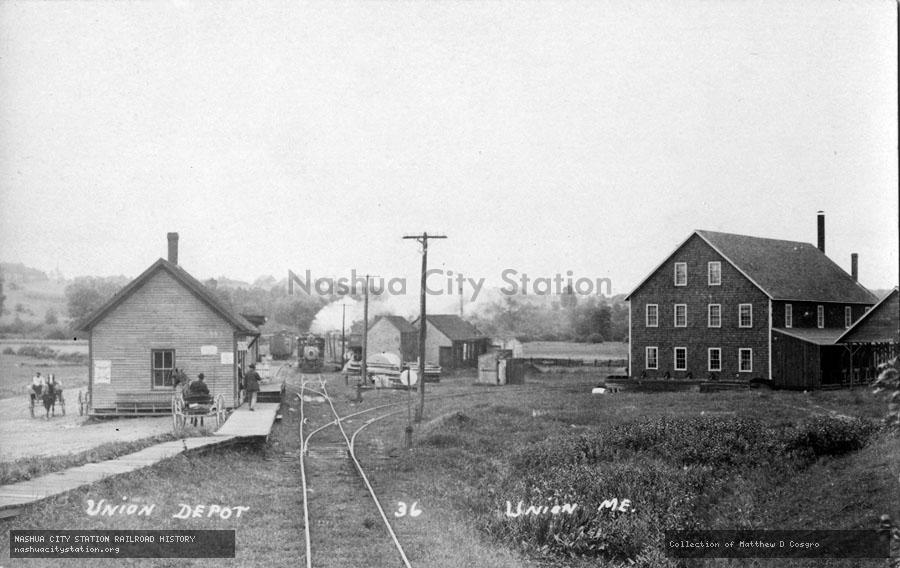 Postcard: Union Depot, Union, Maine